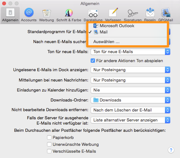 Mail-Einstellungen in OS X