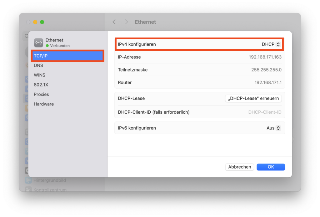 IPv4 in macOS konfigurieren