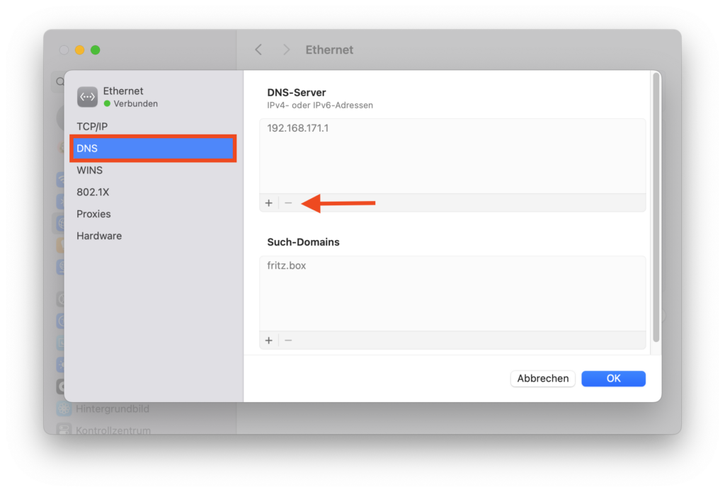 DNS-Server-IP in macOS bearbeiten