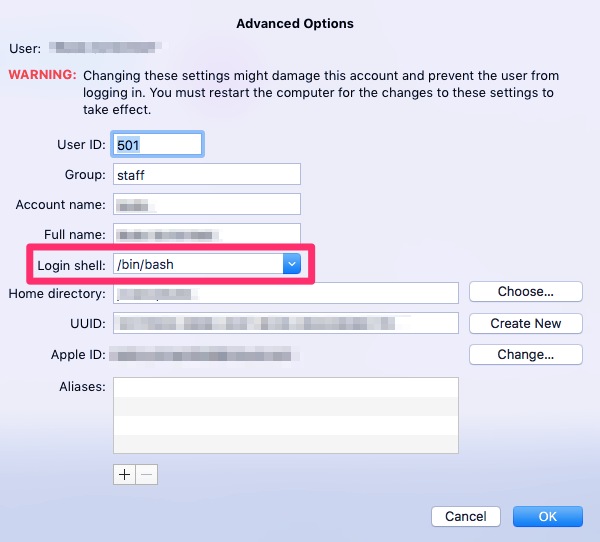 advanced user options in macOS