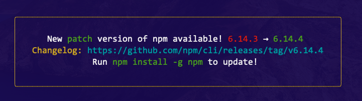 NPM update note