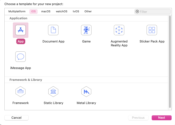 iOS-Templates in Xcode 12