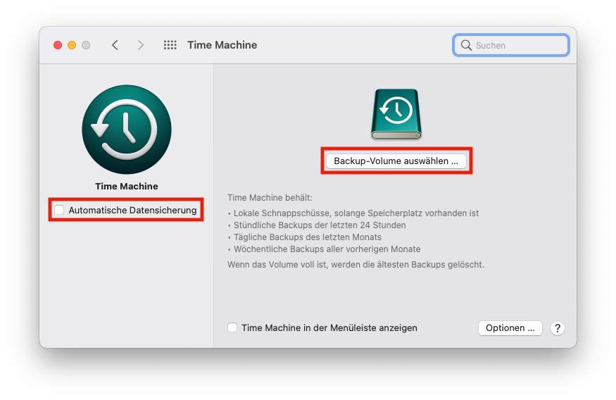 macOS-Time-Machine einrichten