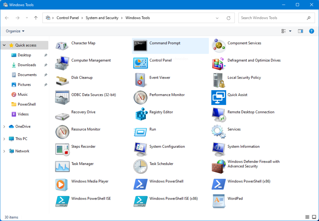Windows Tools in Windows 11