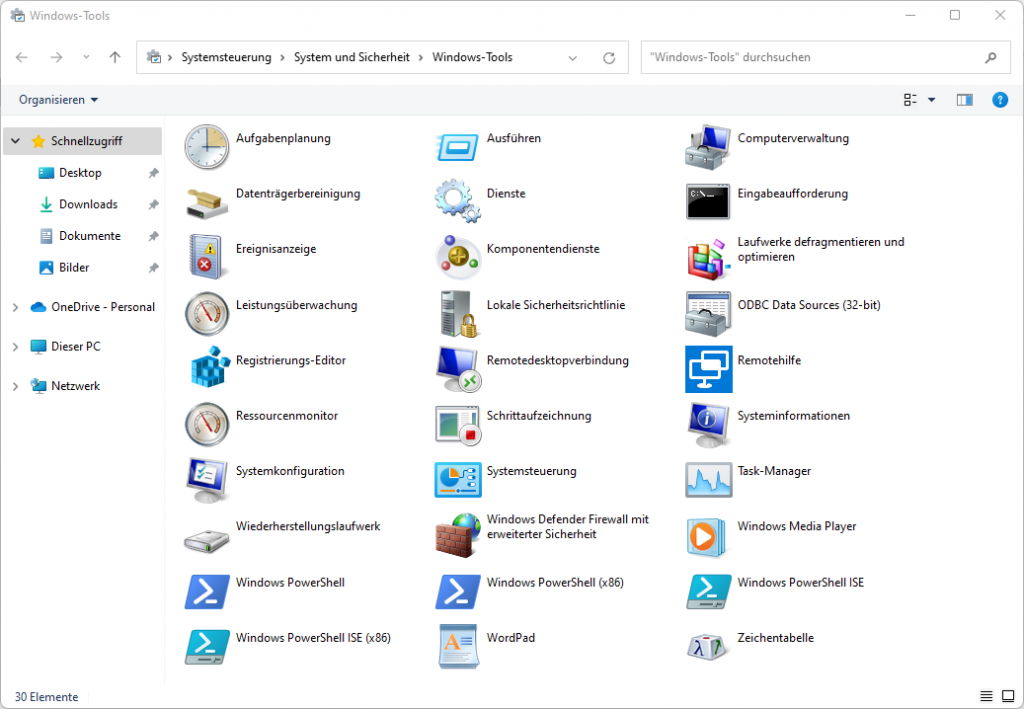 Windows-Tools in Windows 11