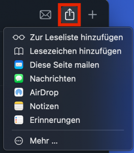 Der Teilen-Button in macOS-Safari