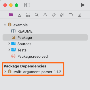 Package Dependencies in the Xcode Navigator