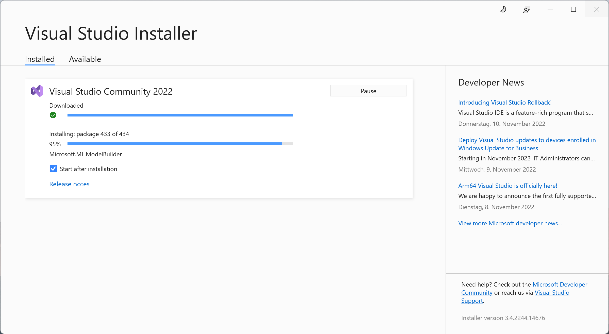 Visual Studio 2022 Installer