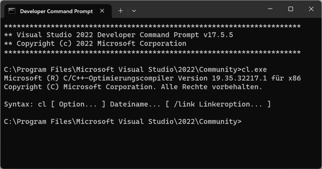 Developer Command Prompt in Windows