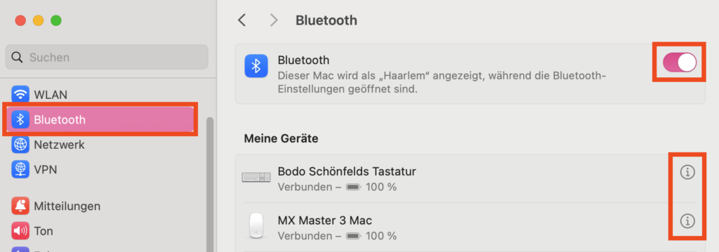 Bluetooth-Konfiguration in macOS
