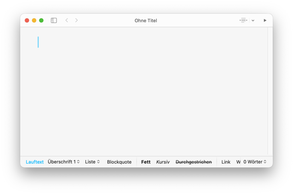 Der Editor-Bereich von iA Writer