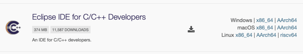 Download Eclipse IDE for C/C++ Developers