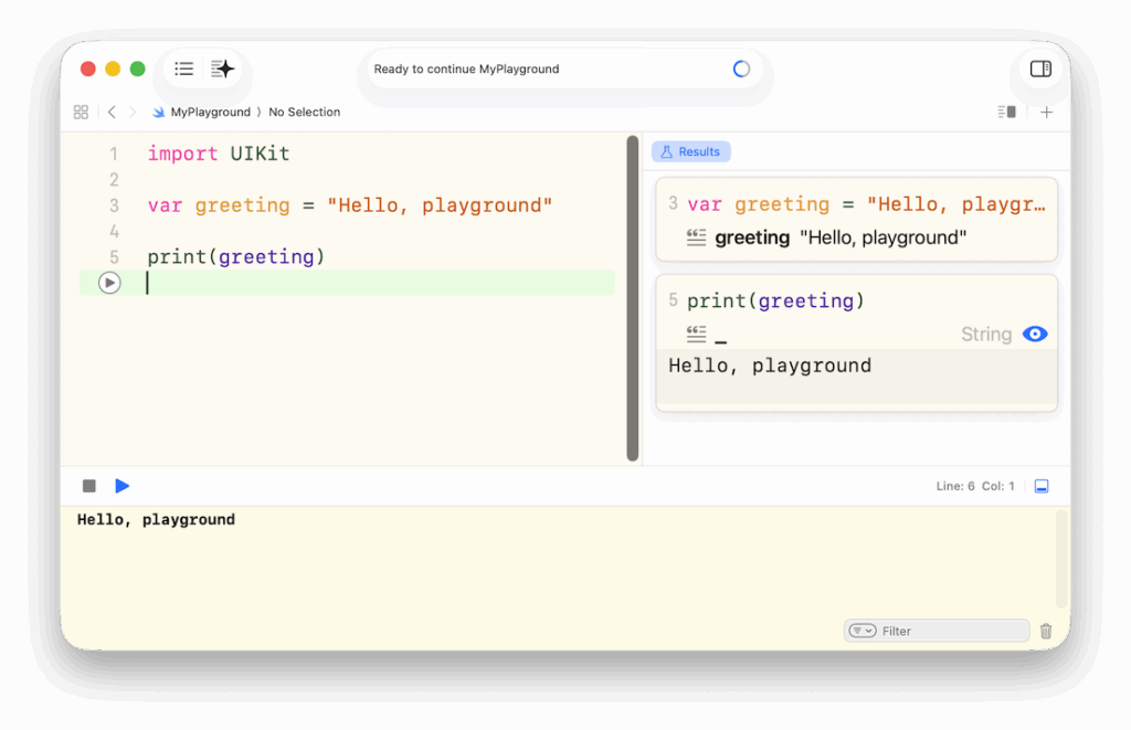 Ergebnis-Anzeige im Xcode-Playground