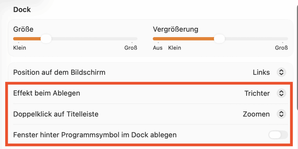 Effekte macOS-Dock
