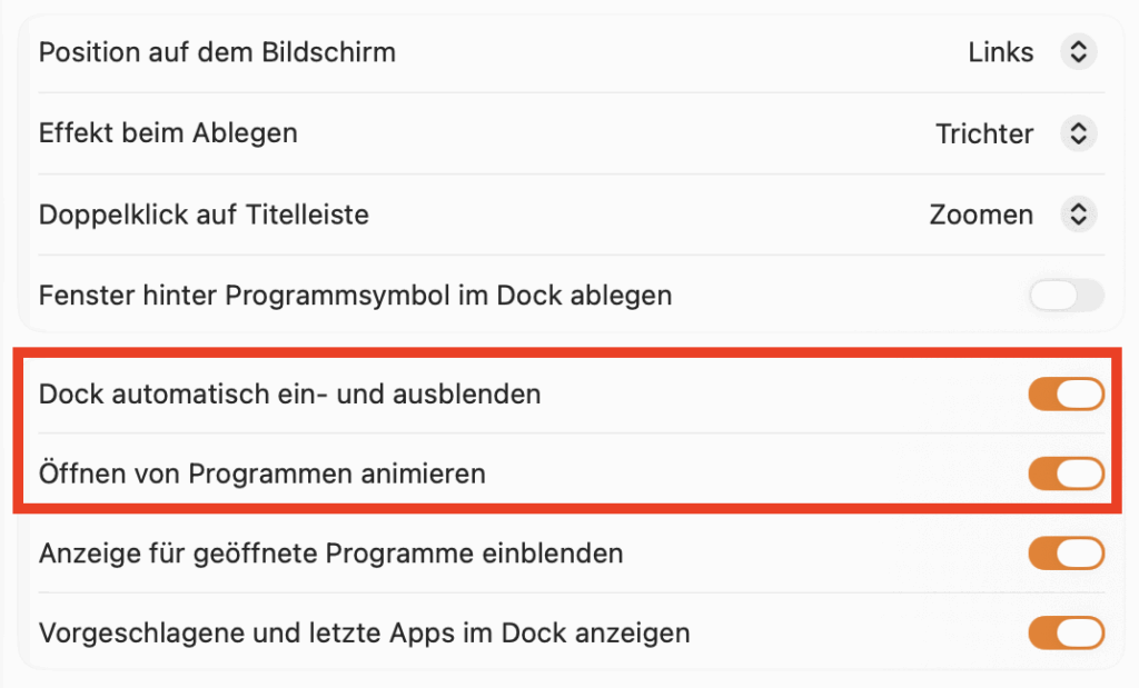 macOS-Dock automatisch ein- oder ausblenden