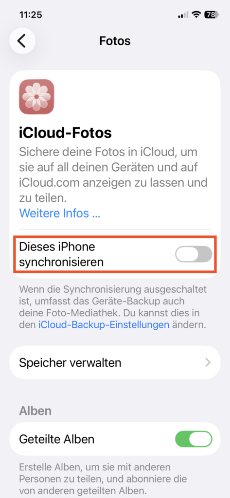Fotos mit der iCloud synchronisieren