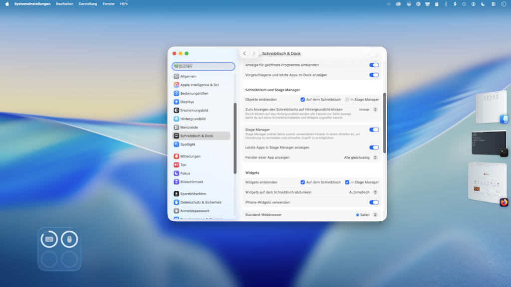 Desktop mit Stage Manager in macOS