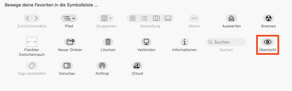 Symbolleiste des Finders anpassen