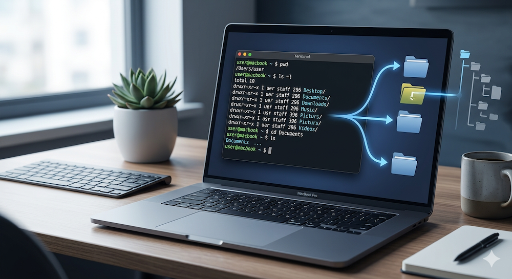 MacBook mit geöffnetem Terminal