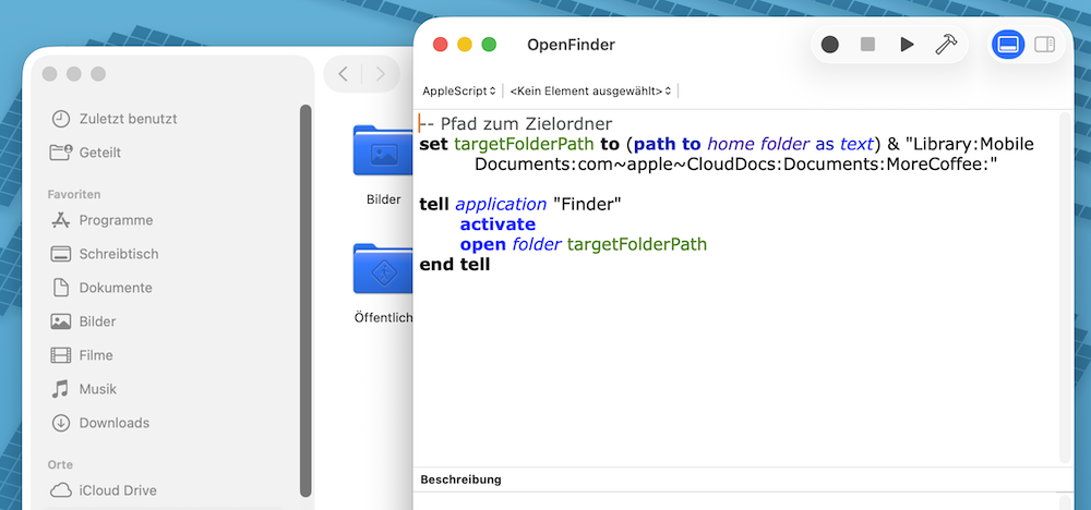 Skripteditor in macOS