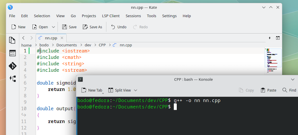 Kate Editor on Fedora Linux